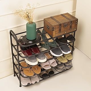 amazon basics -Multi Purpose Shoe Rack - Curve Model - 5 Layer (69.5W Cm X 28.5D Cm X 63.7H Cm) Black, Carbon Steel Price In India