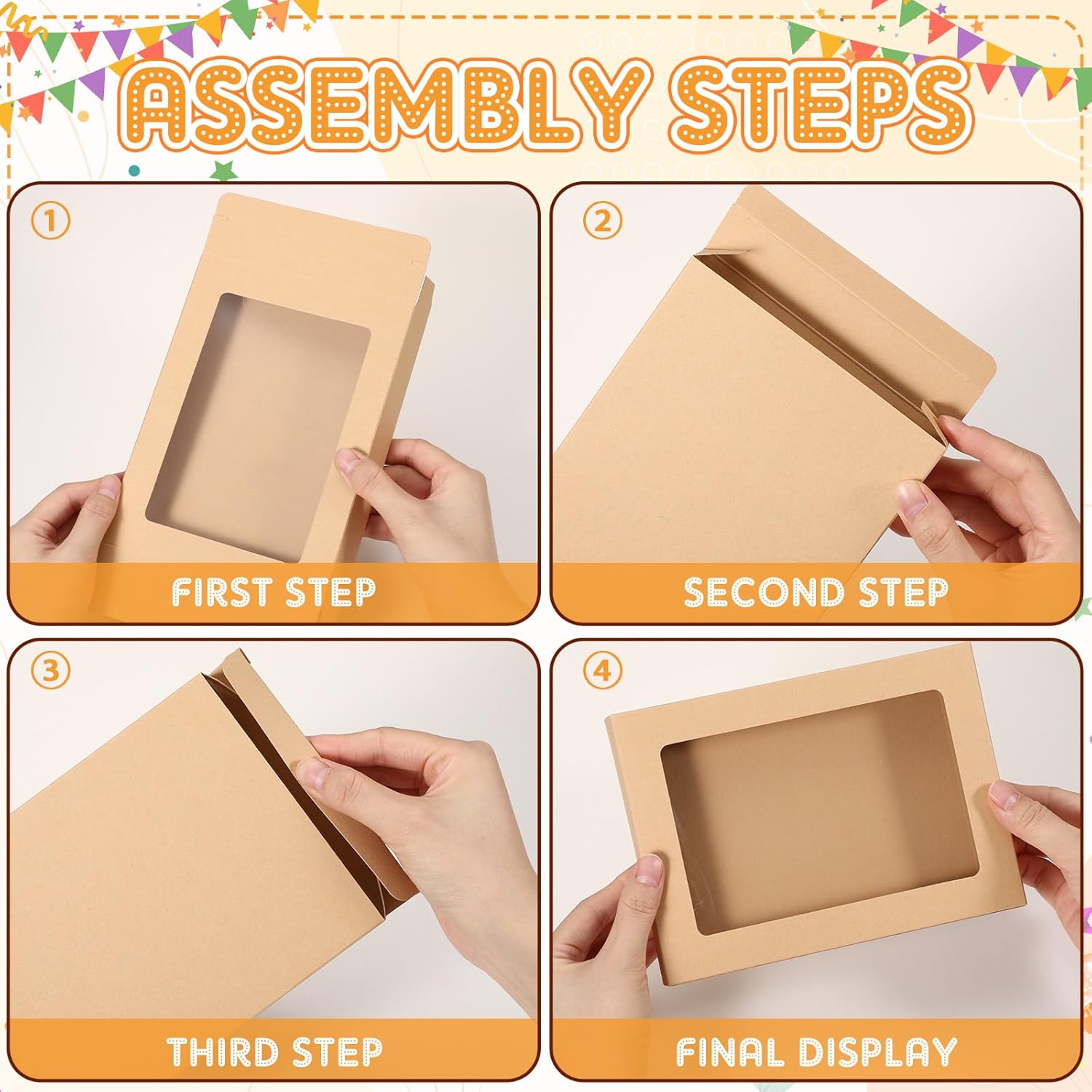 50 50 Pcs Greeting Card Storage Box Bulk Graduation Cardboard Cards Box with Transparent Window Kraft Paper Frame Photo Storage Envelope for Party (5.39 x 7.36 x 0.6 Inch)