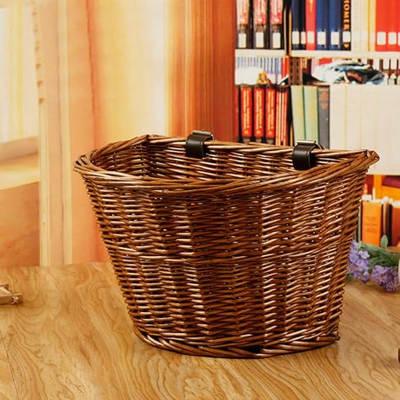 Bicycle Basket Bicycle Cane Rectangle Basket for Adults Bicycle Cargo Basket Hand Woven