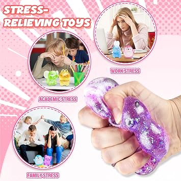 4Pcs Frog Sugar Stress Balls, High Density Slow Rising Squishy Squeeze Toys, Anxiety Relief Fidget Toys for Adults & Kids, Cute Animal Toys for Classroom Prizes and Party Favors (Frog)