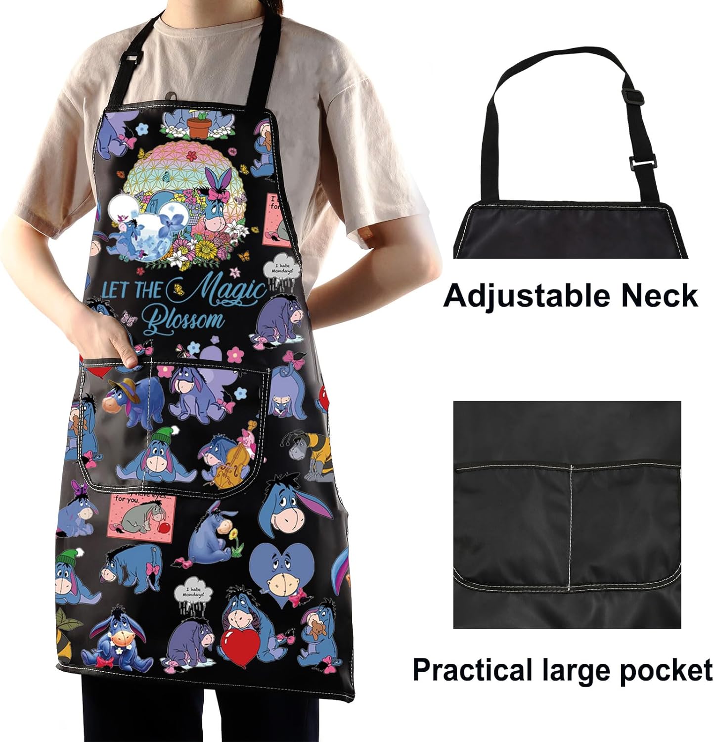 WZMPA ロバキッチンエプロン ロバファンギフト Let The Magic Blossom 調節可能なエプロン ロバグッズ