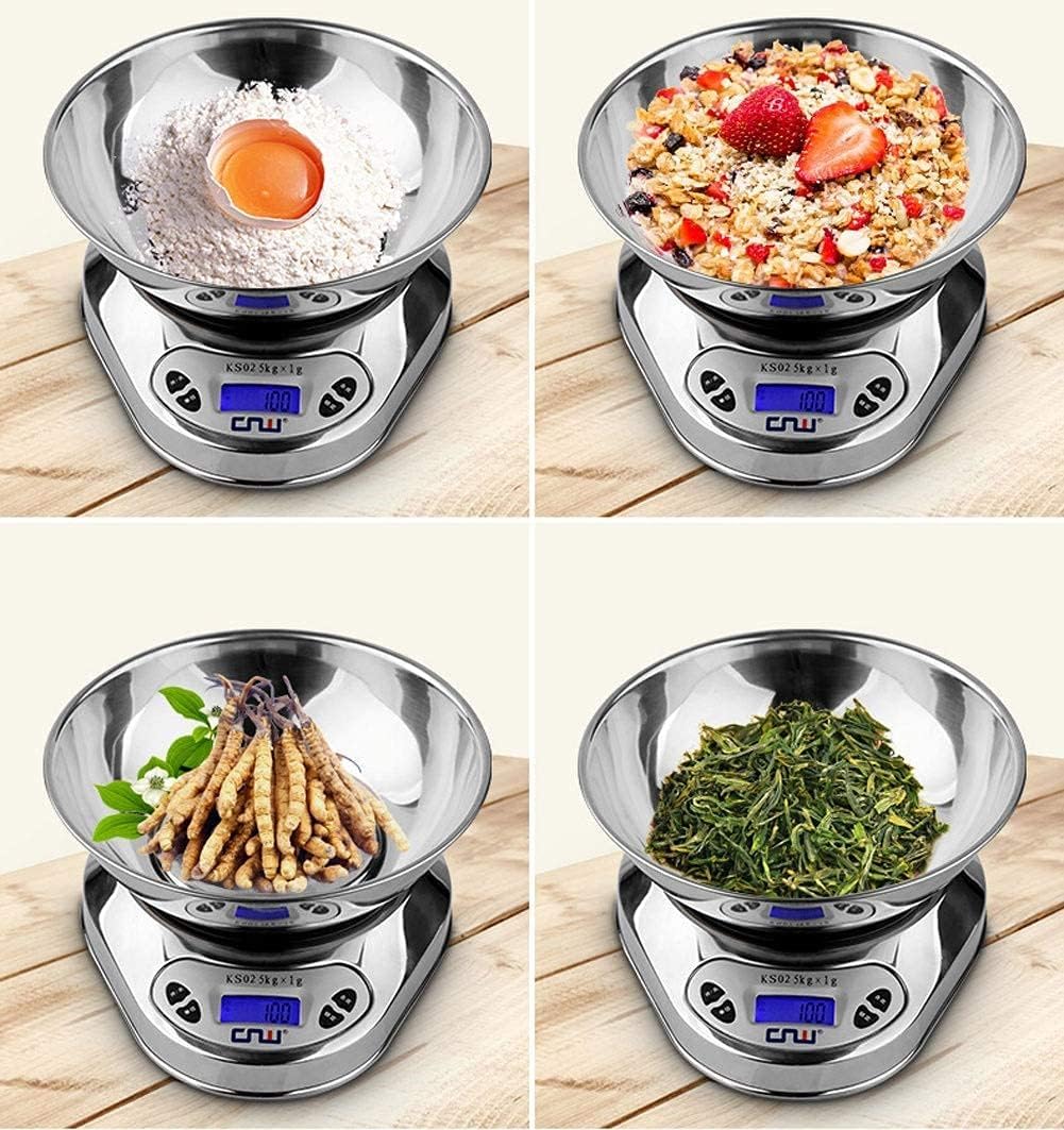 Digital Kitchen Food Scale, Stainless Steel Baking Electronic Scale with Bowl and Tar Function, Easy to Store, 3kg/0.1g (Battery Type 3kg/0.1g)