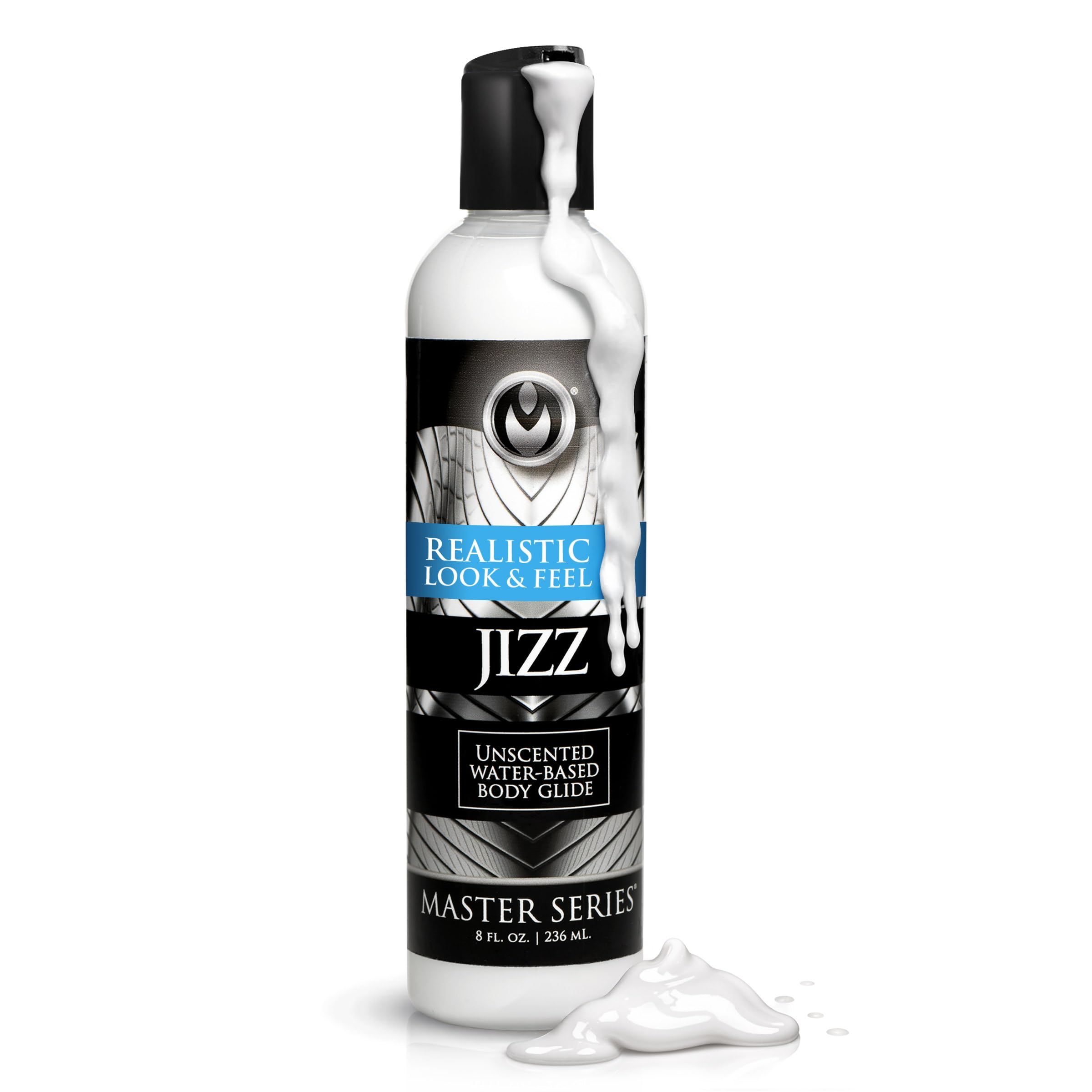 Master Series Jizz Unscented WaterBased Lube | Creamy White Texture for Visual Realism | NonStaining & Slick | Easy to Clean | Natural Ingredients | 8 oz Bottle | AF340 | ToySafe
