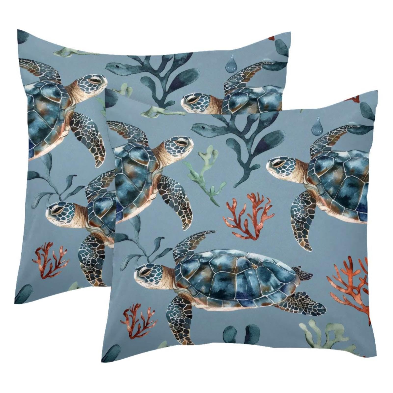 Housses de coussin velours 50x50 cm haut de gamme tortue marine