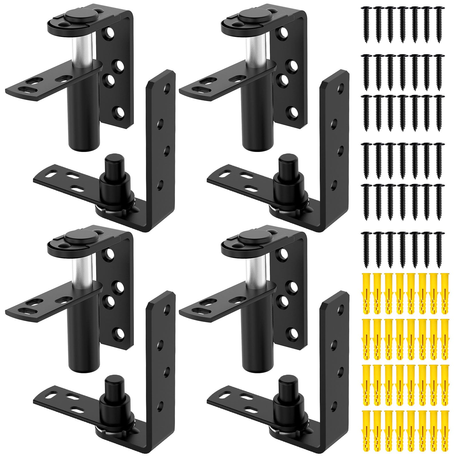 MeBantoo Saloon Door Hinges, Heavy-Duty 304 Stainless Steel Swinging Door Hinges, Self-Return Dual Swing Cafe Door Hinges, Self Closing Door Hinge for Swing Door, Bar Door, Patio Door (4, Large)