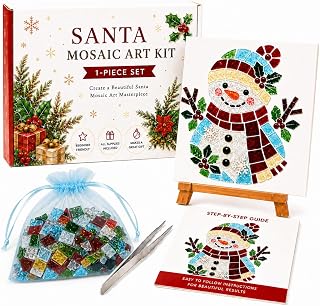 Christmas Mosaic Art Kit for Adults, DIY Craft with Display Easel，#3