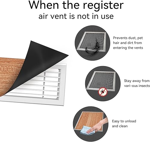 Miniatura 3 de Zhichen star Paquete de 6 cubiertas de ventilación magnéticas fuertes, cubierta de ventilación magnética gruesa para registros de aire estándar,