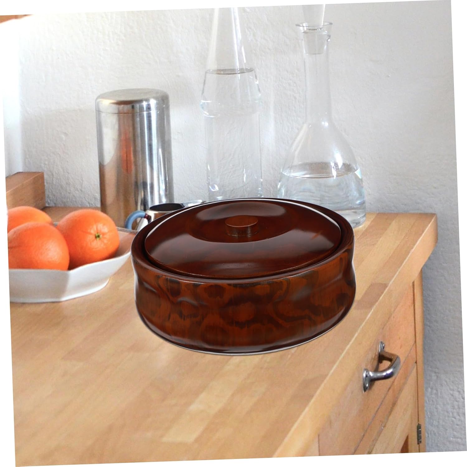 Wooden Snacks Bowl with Cover Retro Style Fruit Platter Holder for Home and Store Use Snack Box for Fruits Desserts and Easy Cleaning