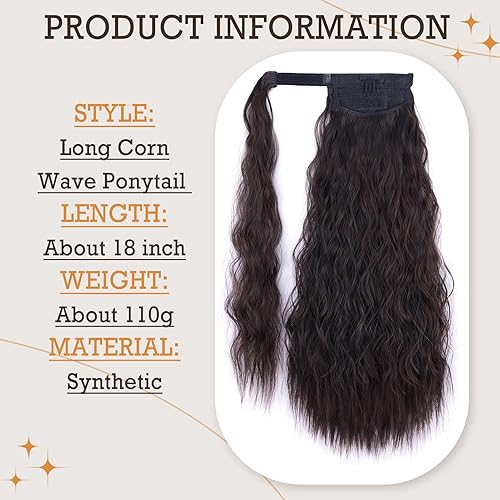 Miniatura 3 de Stamped Glorious Extensión de cola de caballo larga de onda de maíz (18 pulgadas, 233#)