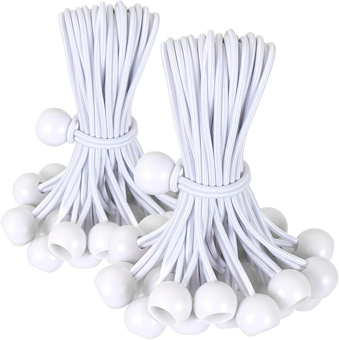 Tarp Bungee Balls 6 inch,White Ball Bungee Cord Canopy Tie Down with
