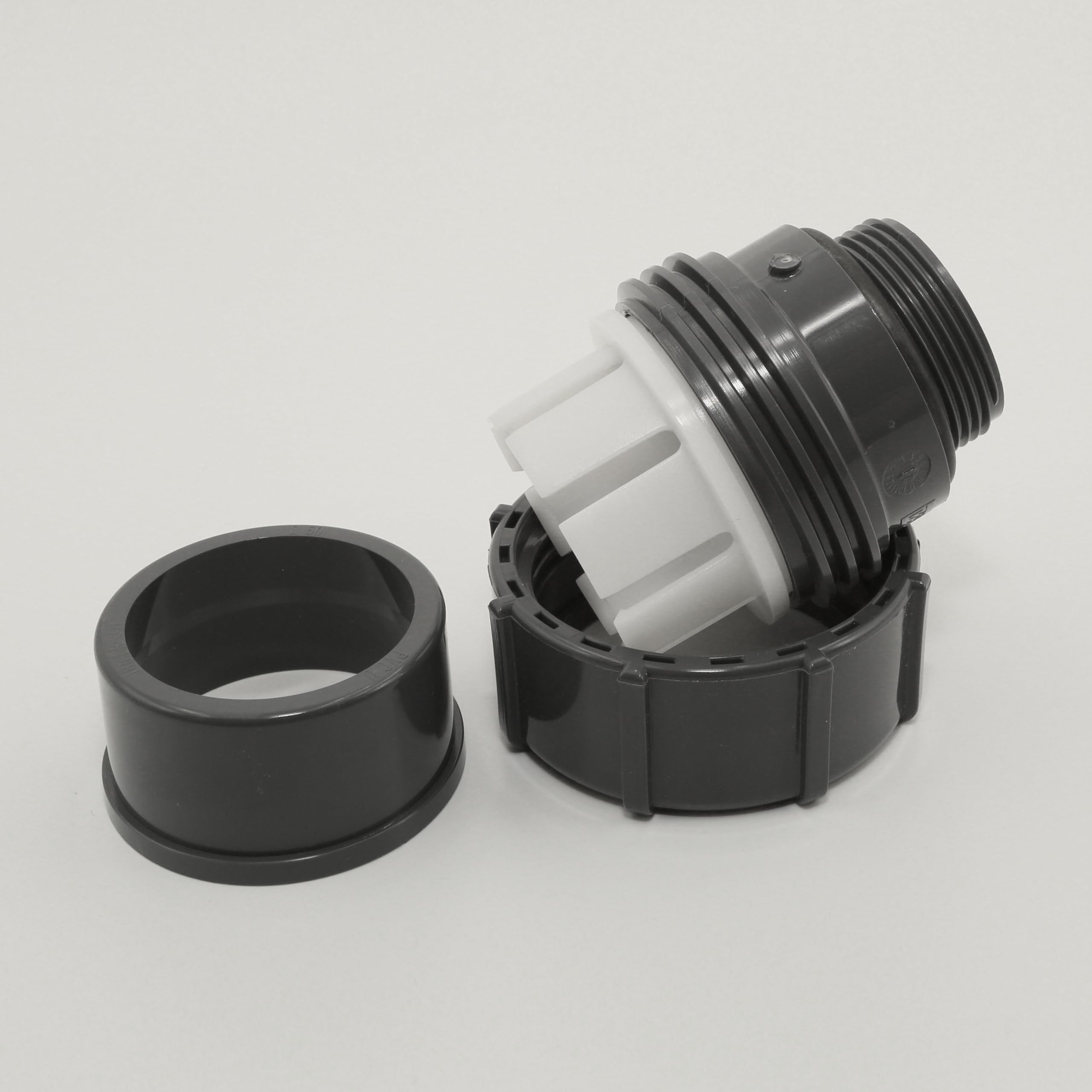 HAF PVC Flexfit Übergangsverschraubung mit 50mm x 1 1/2" | Klemmkupplung x Außengewinde | Klemmverbinder aus grauem PVC | PN4 für Verbindung von Flexschlauch, Poolverrohrung, Druckleitung, Rohrleitung