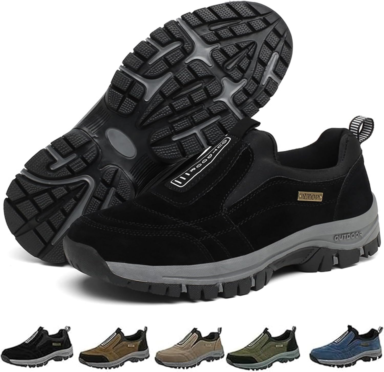 Men's Comfortable Waterproof Orthopedic Walking Shoes - Slip On Hiking Shoes for Men