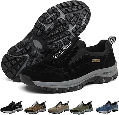 Mens Comfortable Waterproof Orthopedic Walking Shoes - Slip On Hiking Shoes for Men