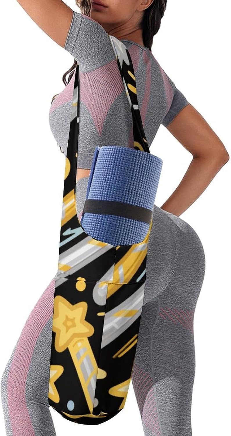 Printed Full-Zip Yoga Mat Bag with Pockets - Yoga Mat Carrier Sling Storage Applies to Yoga Mats for Women & Men