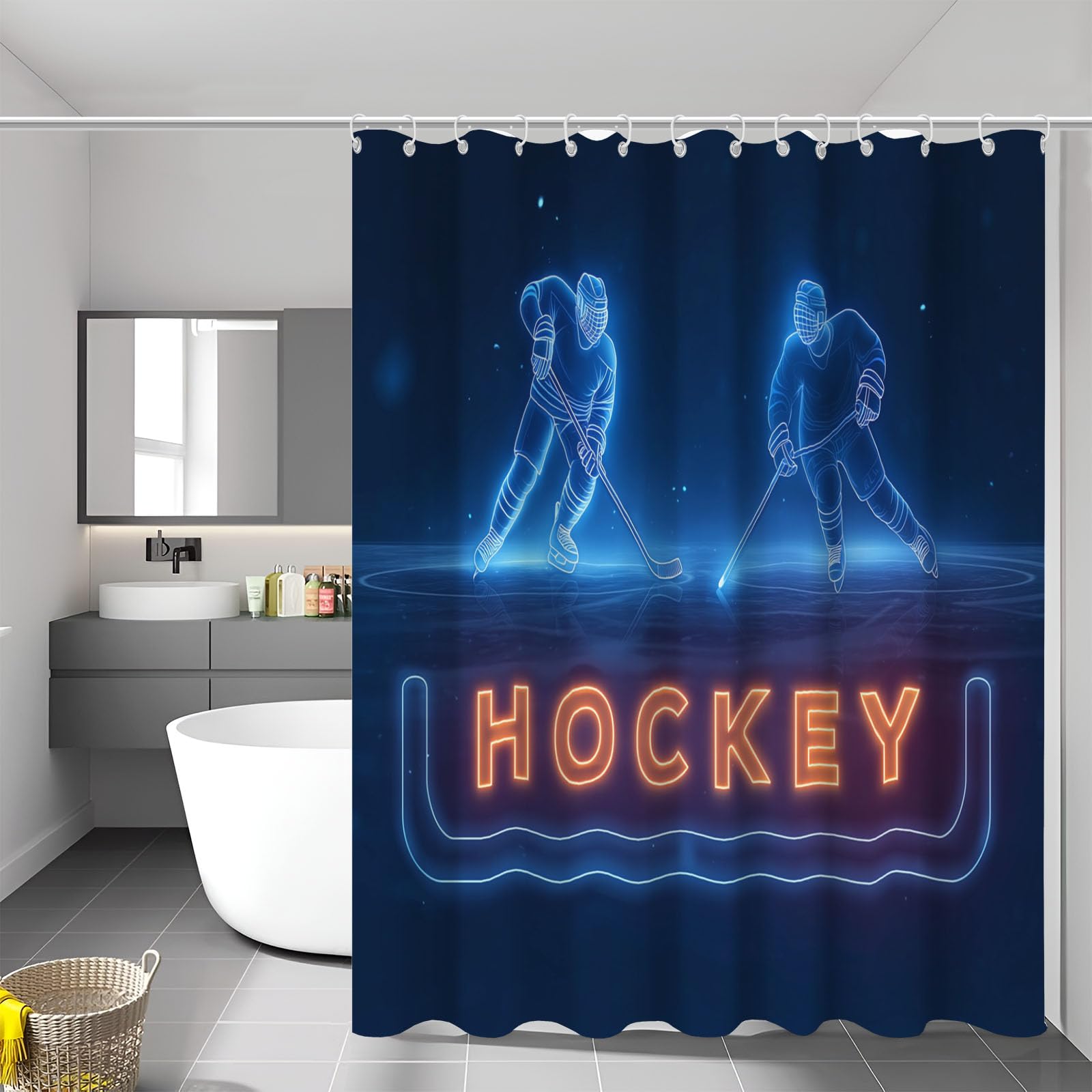 Rideau de douche anti-moisissure 180x180 bleu marine fini les projections d'eau au sol