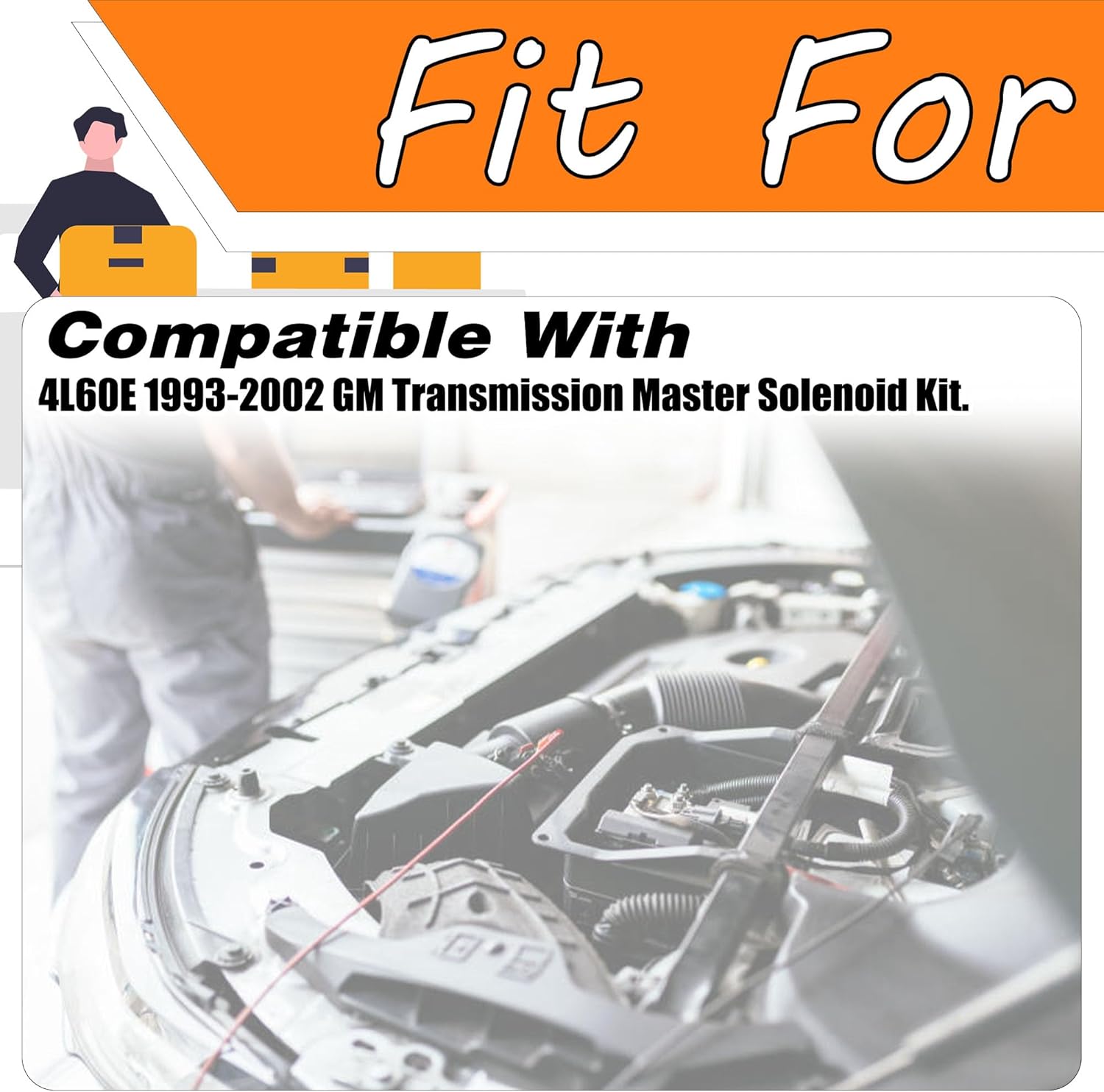 4L60E Transmission Solenoid Kit W/Harness Compatible for GM 1993-2002 PWM Set