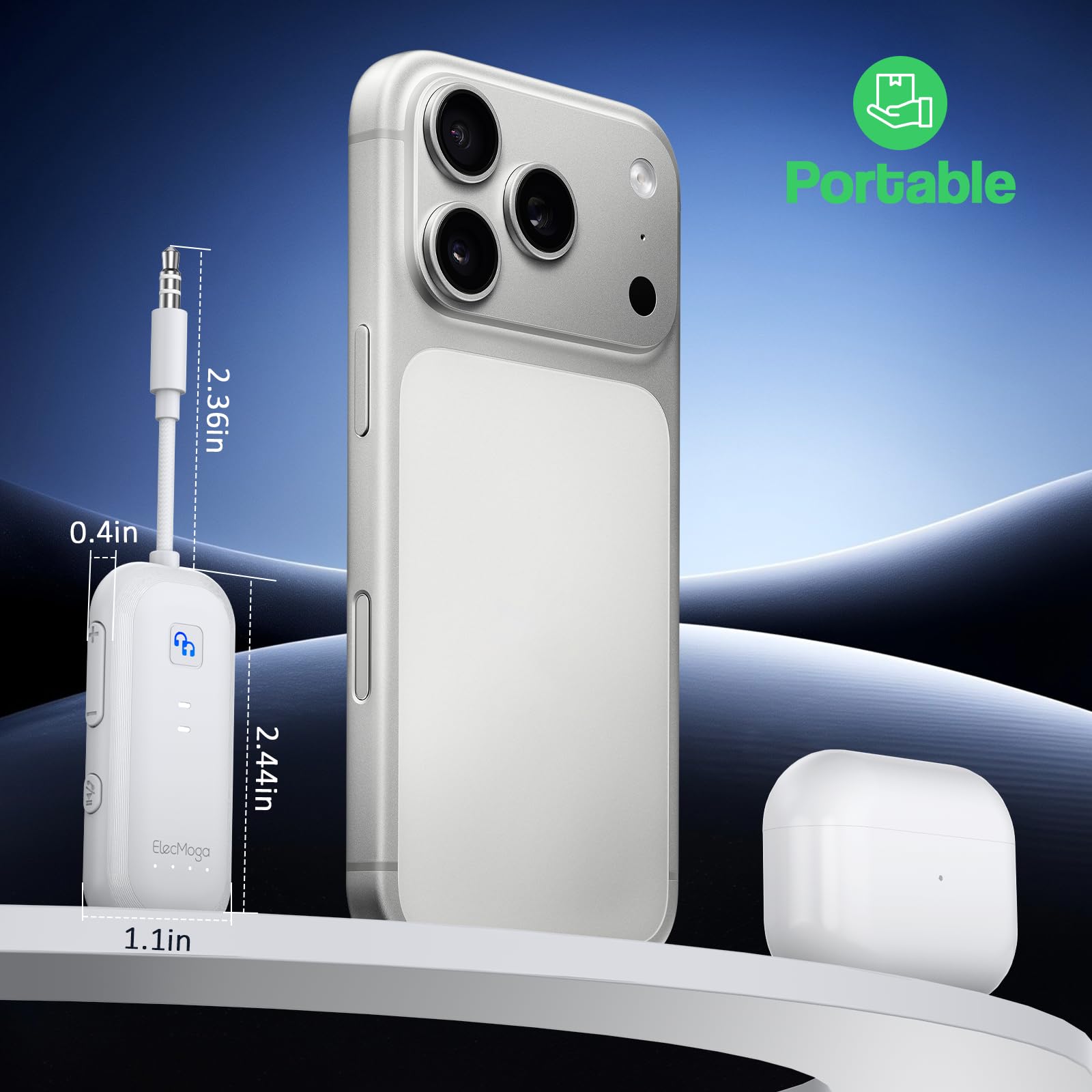 Trasmettitore Bluetooth per TV ElecMoga Ricevitore Bluetooth Aux 3.5mm Jack Adattatore Auto Bassa Latenza Supporto per 2 AirPods Cuffie/Altoparlanti/Uuto/Volo/Palestra