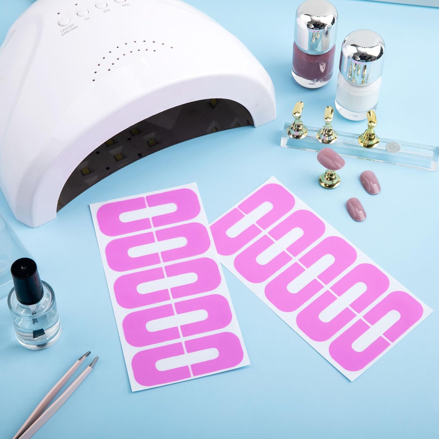 SmallCat 30 PCS Nail Polish Protector for Fingers, U Shape Nail Polish Protectors, Gel Nail Sticker, Finger Protection Cuticle Protector Tape for Nail Painting -Purple