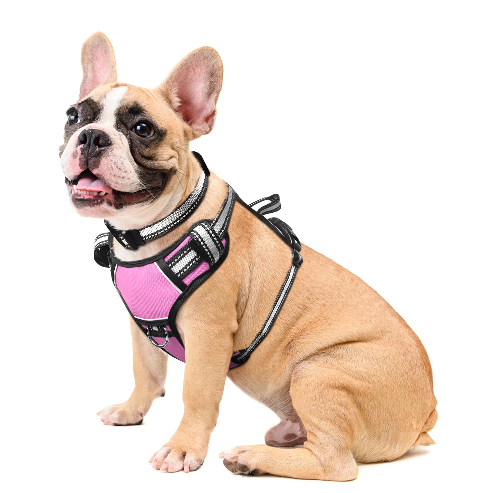 WINSEE Dog Harness No Pull, Pet Harnesses with Dog Collar, Adjustable Reflective Oxford Outdoor Vest, Front/Back Leash Clips for Small, Medium, Large, Extra Large Dogs, Easy Control Handle for Walking