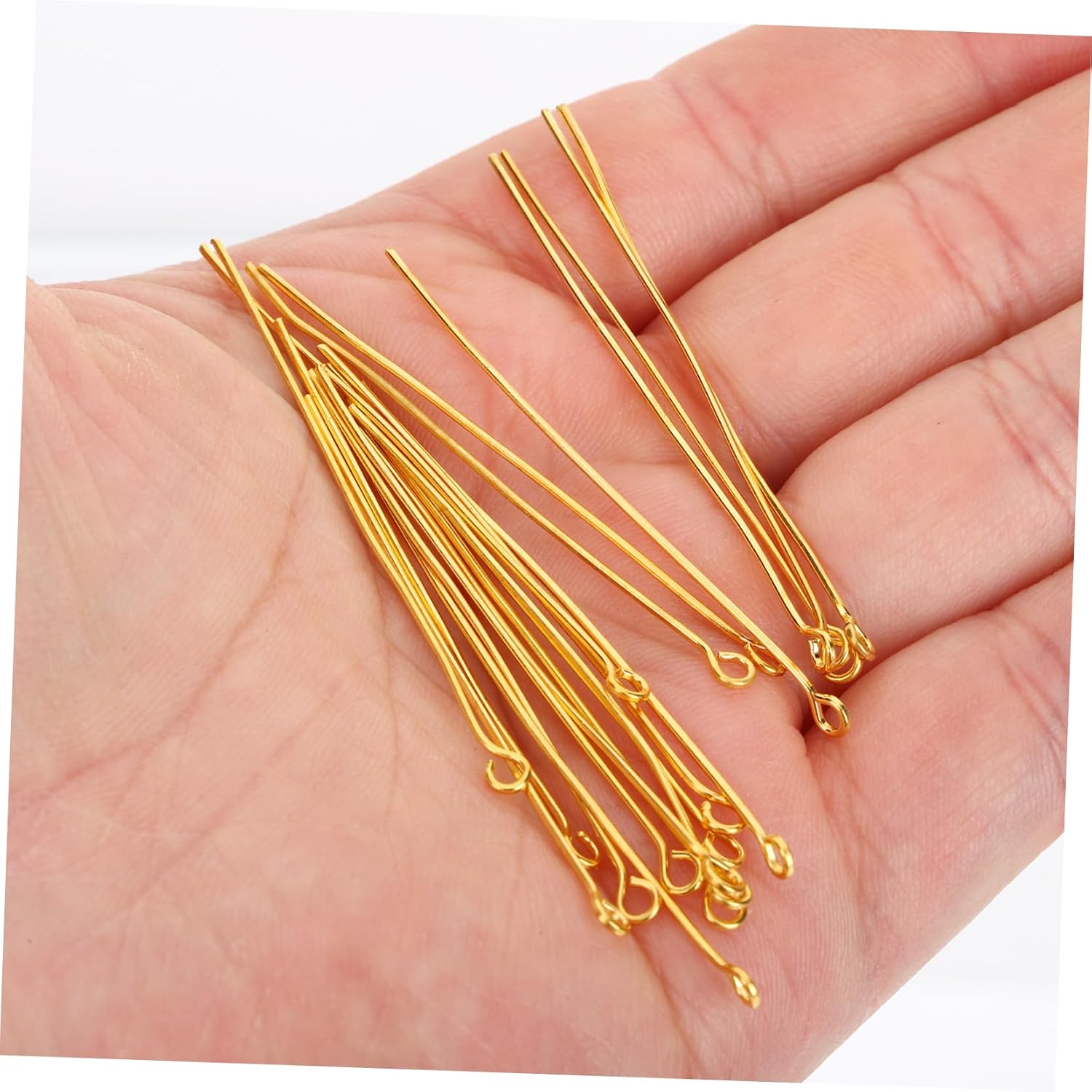 LALAFINA 1000pcs Plated Wavy Eye Pins Flat Head Pins for Jewelry Making Eye Earring Making Supplies