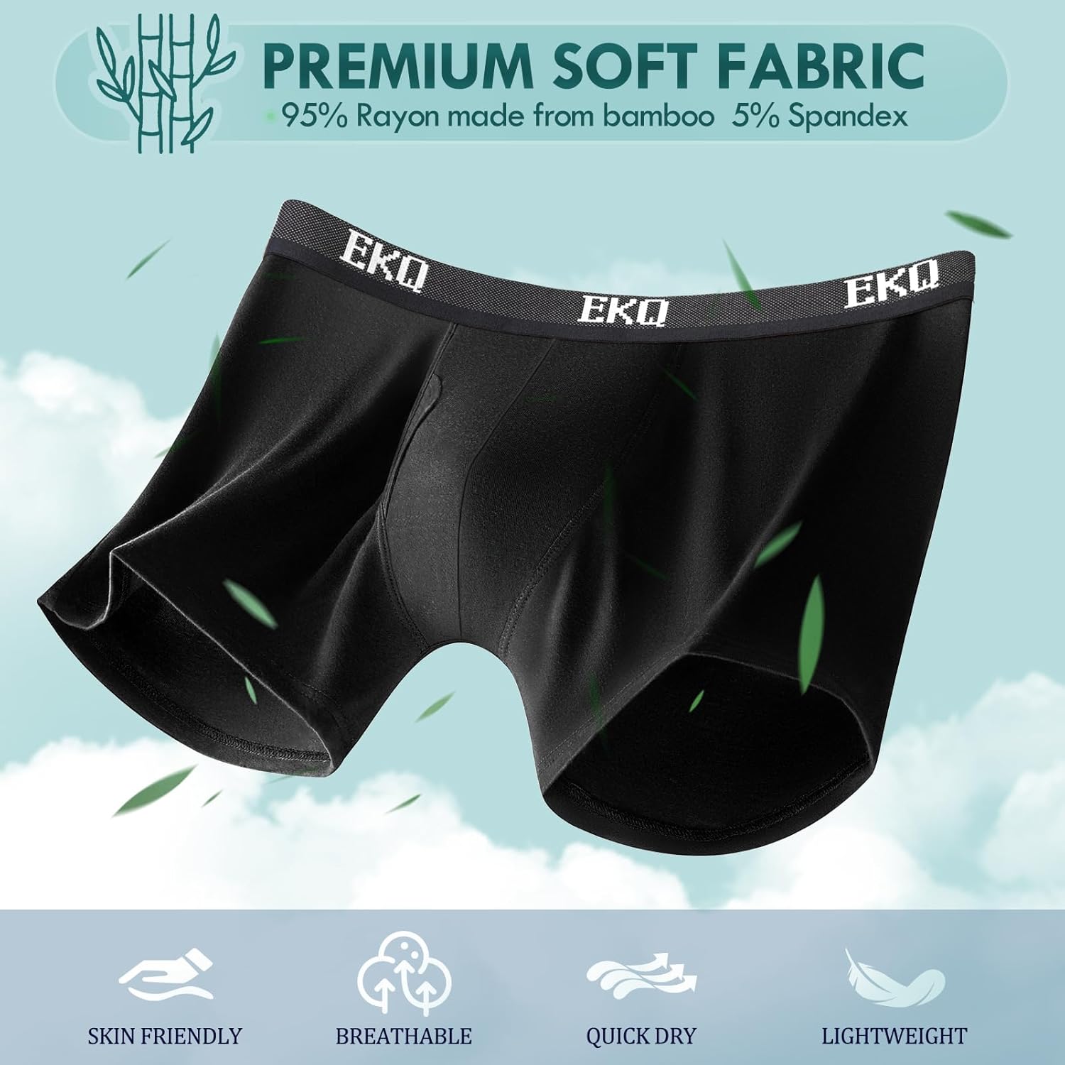 Mens Underwear Breathable Boxer Briefs 7 Pack Bamboo Rayon Boxers for Men Soft Stretchy Men's Underwear with Fly - Image 2