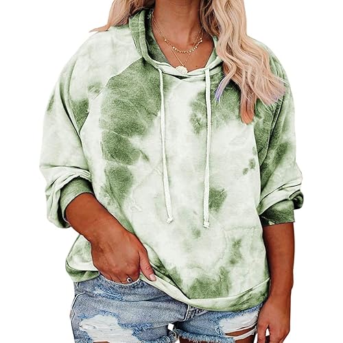 VISLILY Plus-Size Hoodies for Women Tie Dye Sweatshirts Tops