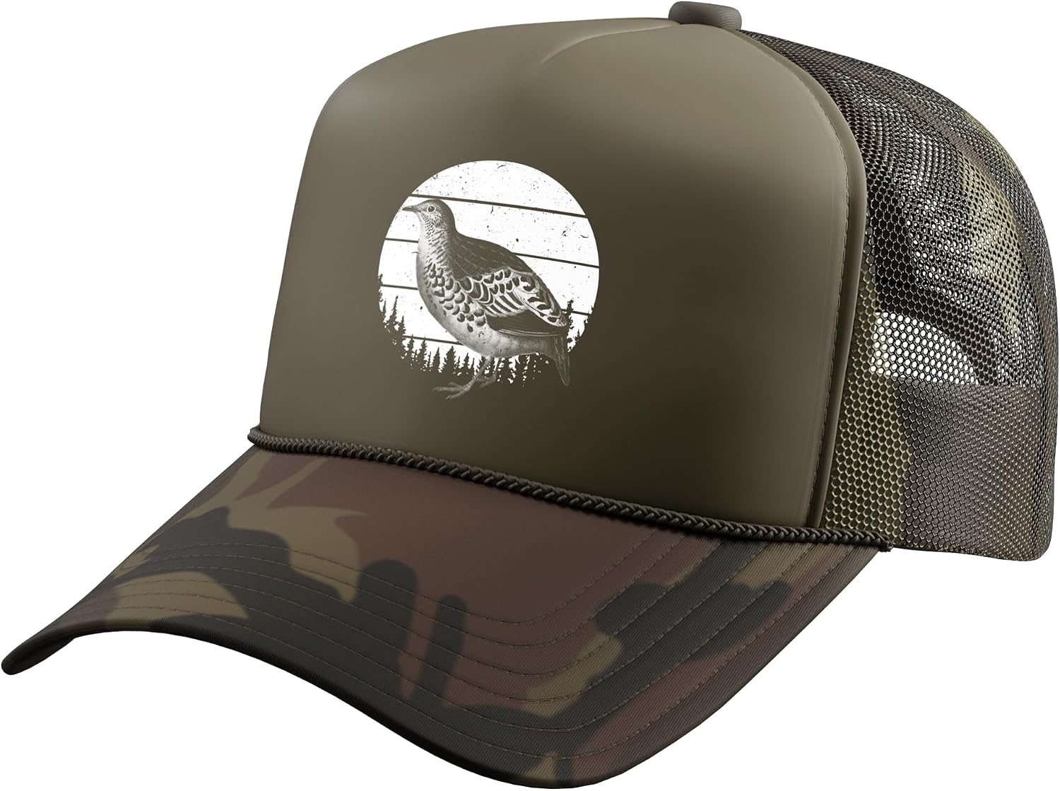 Cool Quail Art Men Women Bird Hunter Quail Upland Hunter Trucker Hat with Adjustable Mesh Back