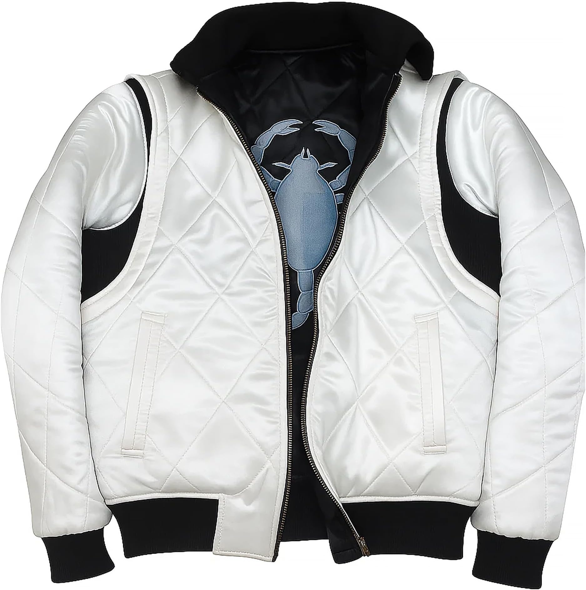 Satin Bomber Jacket Men Quilted Style Lightweight Outerwear Coat