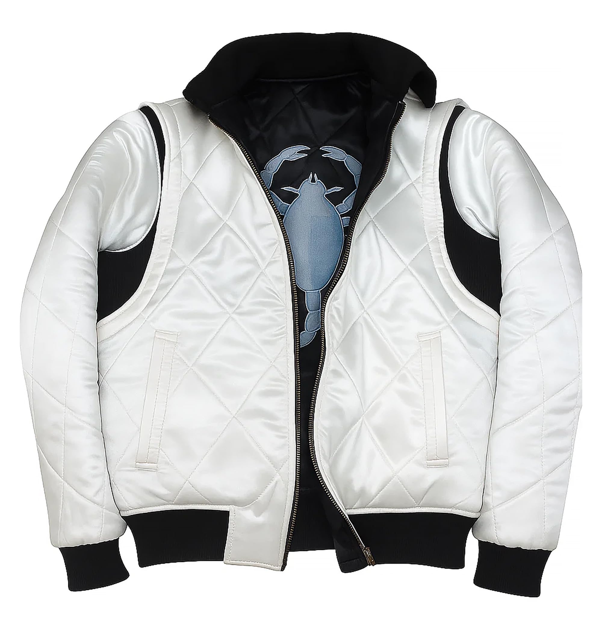 Satin Bomber Jacket Men Quilted Style Lightweight Outerwear Coat