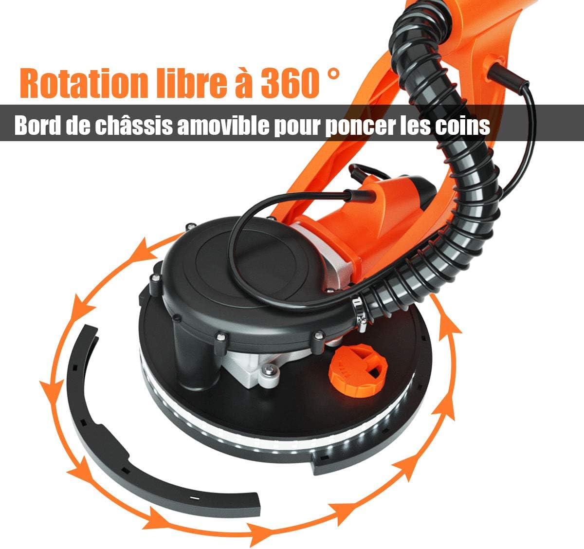 COSTWAY Ponceuse Girafe Murale 750W Ø 225mm Aluminium 6 Vitesses Variables Lumières LED Manche Télescopique 12 Disques Abrasifs 13 COSTWAY Ponceuse Girafe Murale 750W Ø 225mm Aluminium 6 Vitesses Variables Lumières LED Manche Télescopique 12 Disques Abrasifs -Magasin D'Outils Électriques