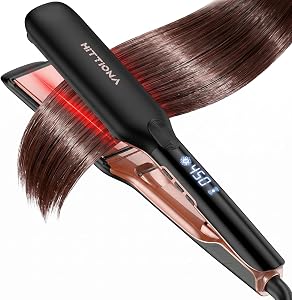 HITTIONA Flat Iron Hair Straightener Dual Voltage - 1.75" Infrared Ceramic Hair Straightener with Ionic & Vibration Technology, Fast Straighten No Frizz, 5S Instant Heat, Fer Plat for Thick & Fine Hair