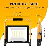 RIGIDON 200W LED Munkalámpa, 20000 Lumen, Hordozható, IP66 Vízálló, 6000K Fehér Fény, 140° Szögű Reflektor Műhelyhez, Építkezéshez, Garázsba 2