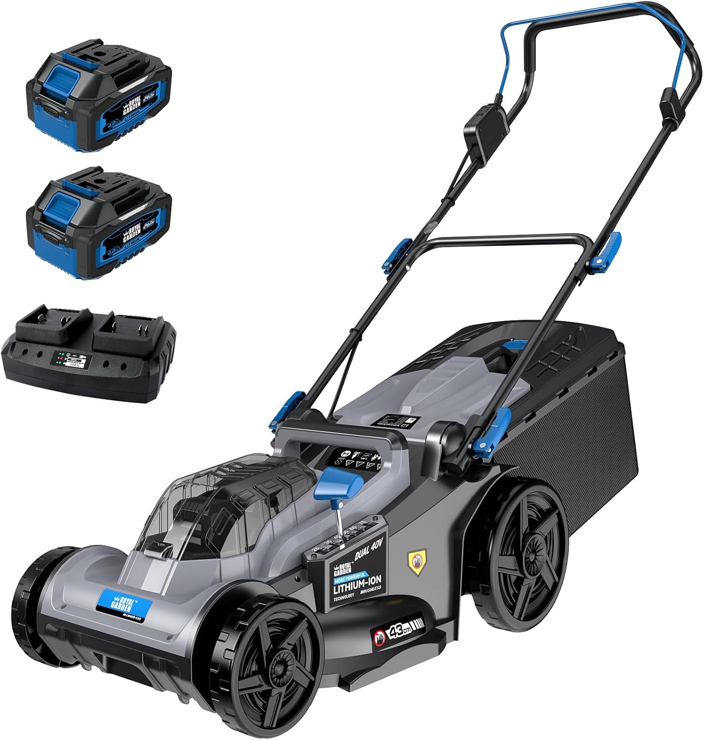 Product image of ROYAL GARDEN Electric 40V 17 Inch Cordless Lawn Mower Walk Behind Brushless Push Mower 6-Height Adjust Portable & Lightweight 2 x 20V Batteries and Charger Lawn Mowers Suitable for Garden Small Yards