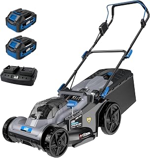 ROYAL GARDEN Electric 40V 17 Inch Cordless Lawn Mower Walk Behind Brushless Push Mower 6-Height Adjust Portable & Lightweight 2 x 20V Batteries and Charger Lawn Mowers Suitable for Garden Small Yards