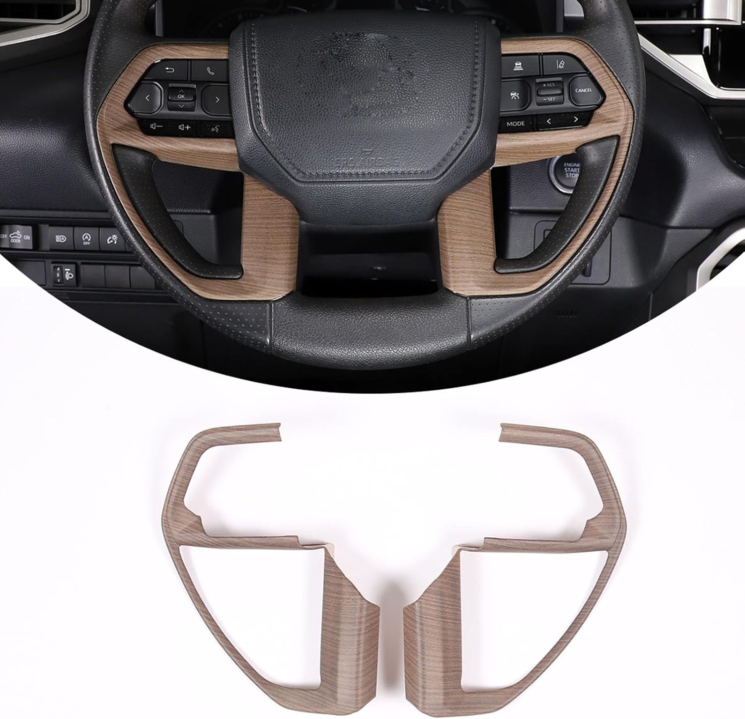 Car ABS Center Console Button Molding Trim Frame,Compatible with Toyota Tacoma 2024+ Center Console Button Protected Frame (Pear Wood Grain)