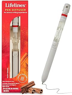 Lifelines Pen Diffuser, Spice Rush - 1mm Black Ballpoint Pen with Scented Essential Oil Blends – Aromatherapy Diffuser & Sensory Immersion Diffuse Aroma As You Write