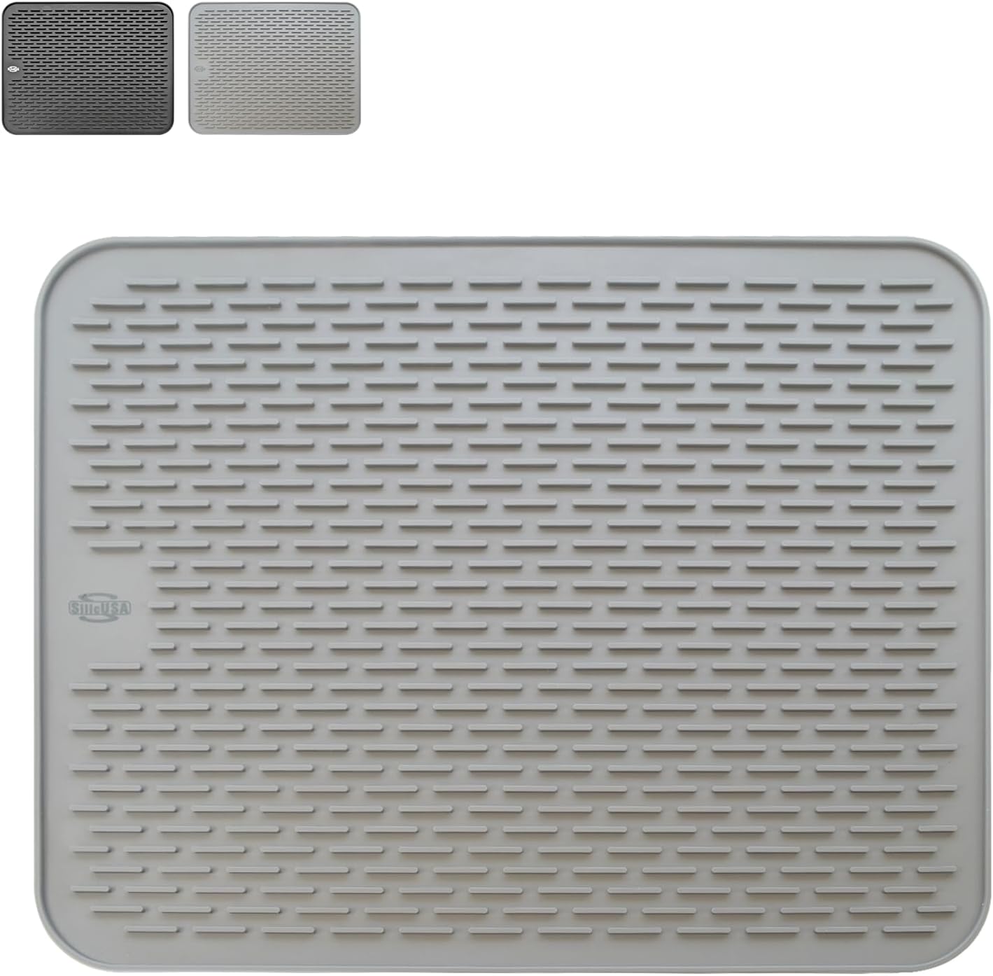 Silicone Dish Drying Mat โ 40cm X50cm Silicone Drying Mat For Kitchen Counter - Extra Large Dish Drainer Mats For Under Rack - Multiple Use Dish Rack Tray Draining Mat (Grey)