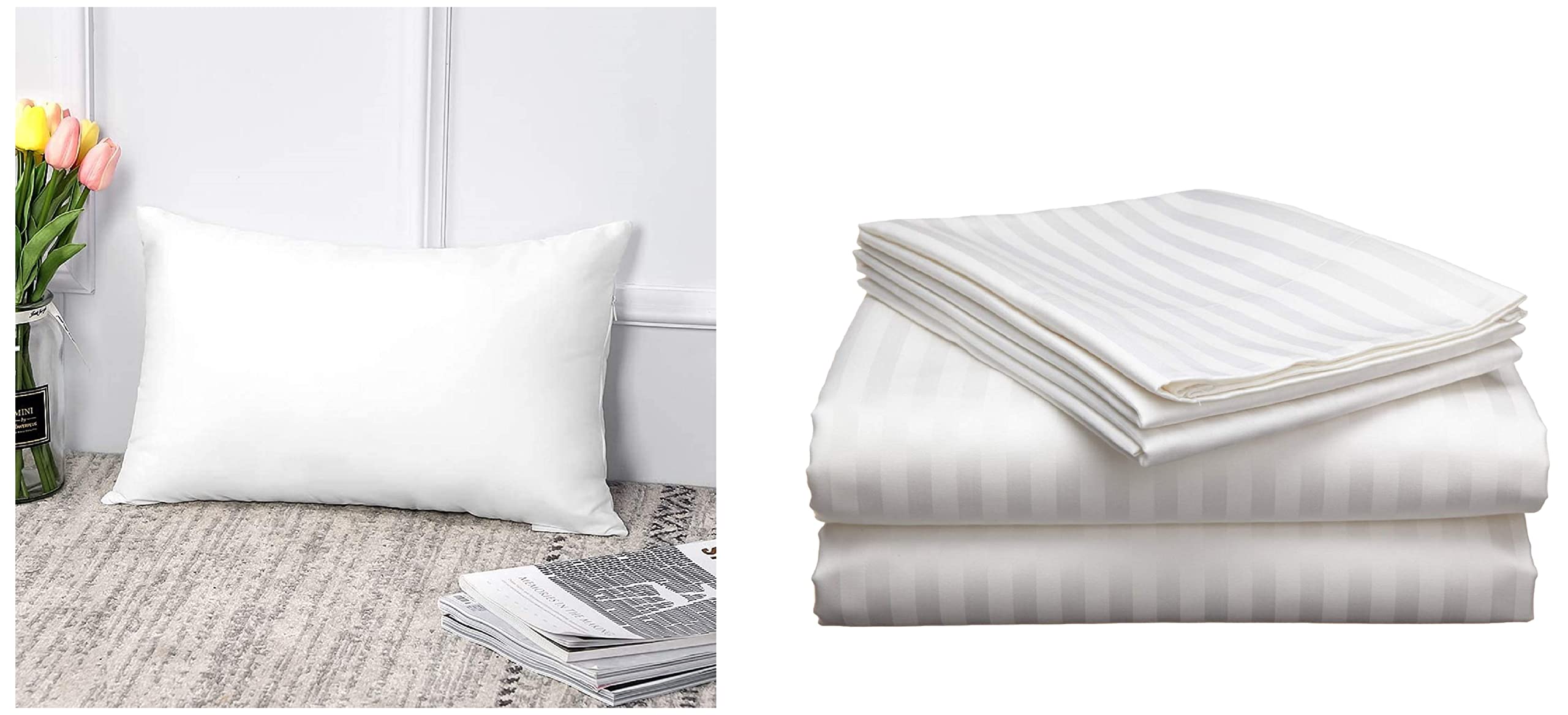 Kuber Industries Cotton Double Bedsheet with 2 Pillow Covers, (White, 228X254X1 Cm), Ctktc013951 & Luxurious 1 Piece Microfibre Pillow Filler - 16X24 Inch, White - Ctktc22178, 144 Tc (B0BB64VCDB) Amazon Price History, Amazon Price Tracker