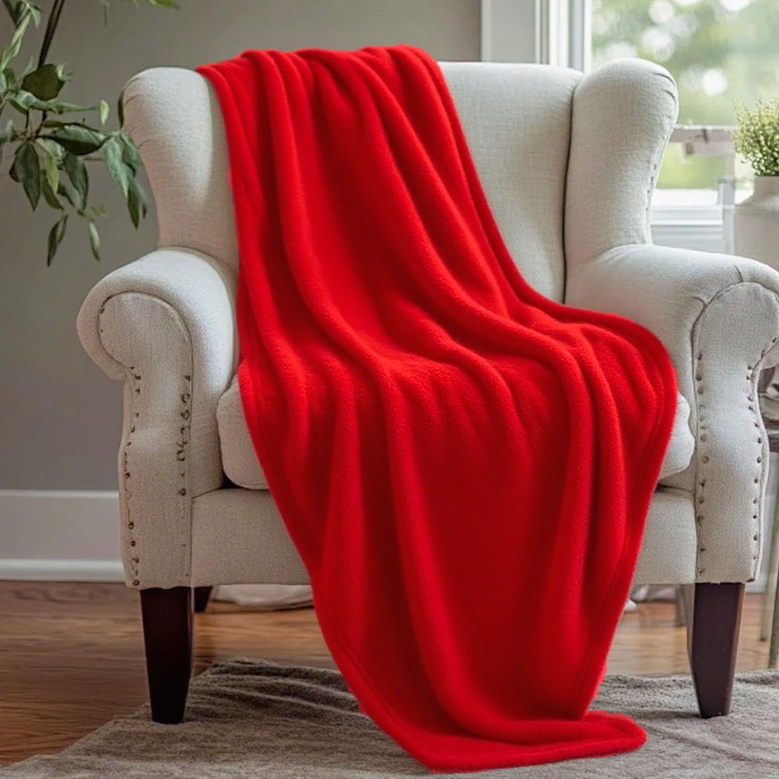 Kuscheldecke 145 x 240 cm Cashmere Feeling Warme Sofa Decke Falten Beständig/Anti-Verfärben für Sofa/Bett/Couch, Rot