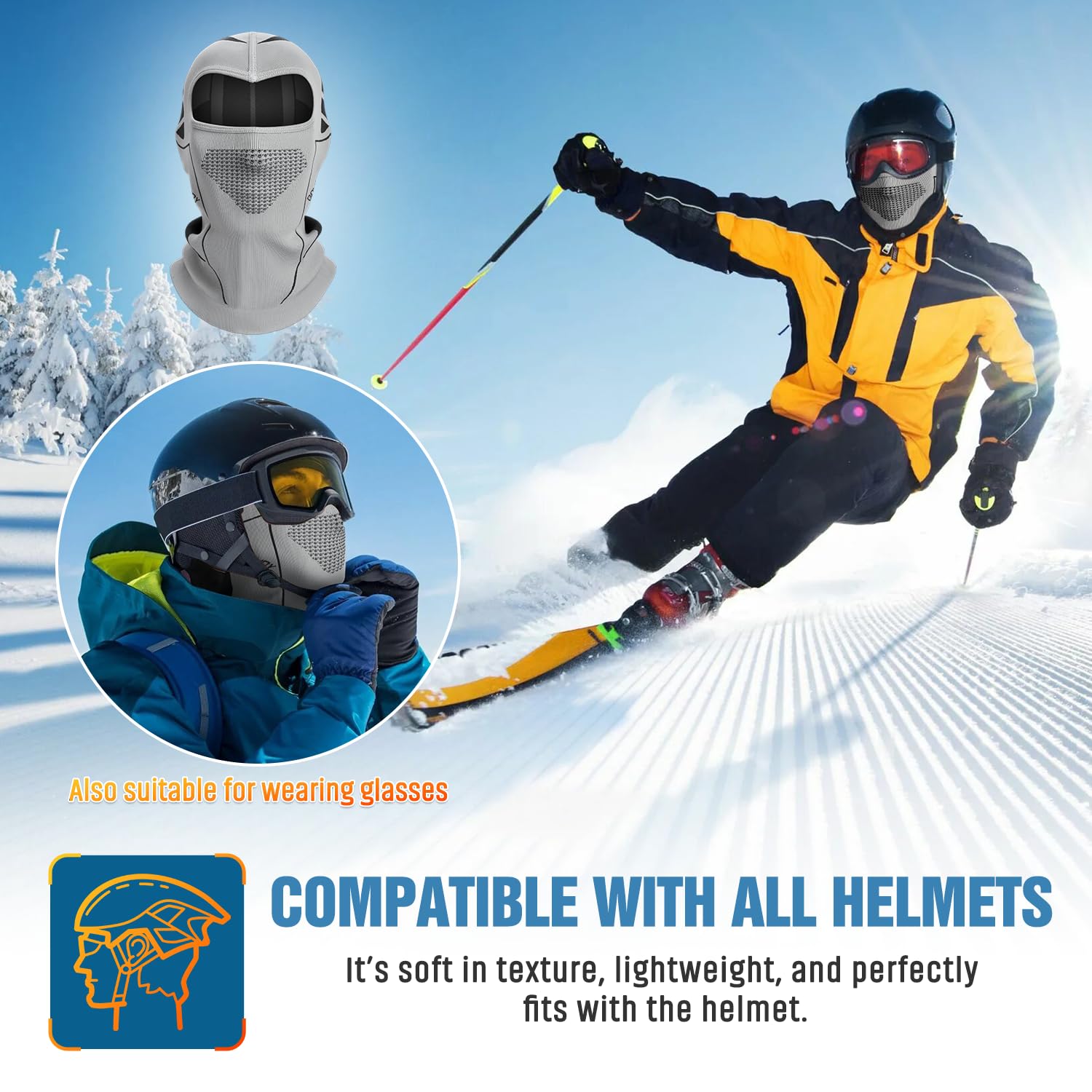 Cagoule Moto/ski YouGa - Tissu Respirant, Coupe-vent, Taille Unique - Pour Homme/femme, Vélo, Randonnée, Demi-masque Ou Intégrale