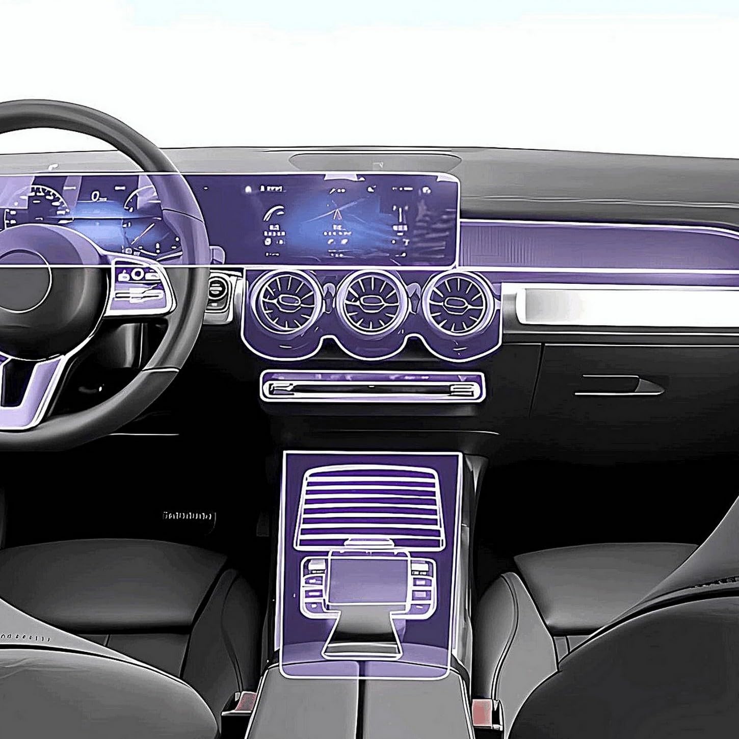 Película TPU consola central Mercedes Benz GLB X247 soluciona arañazos en interiores RHD