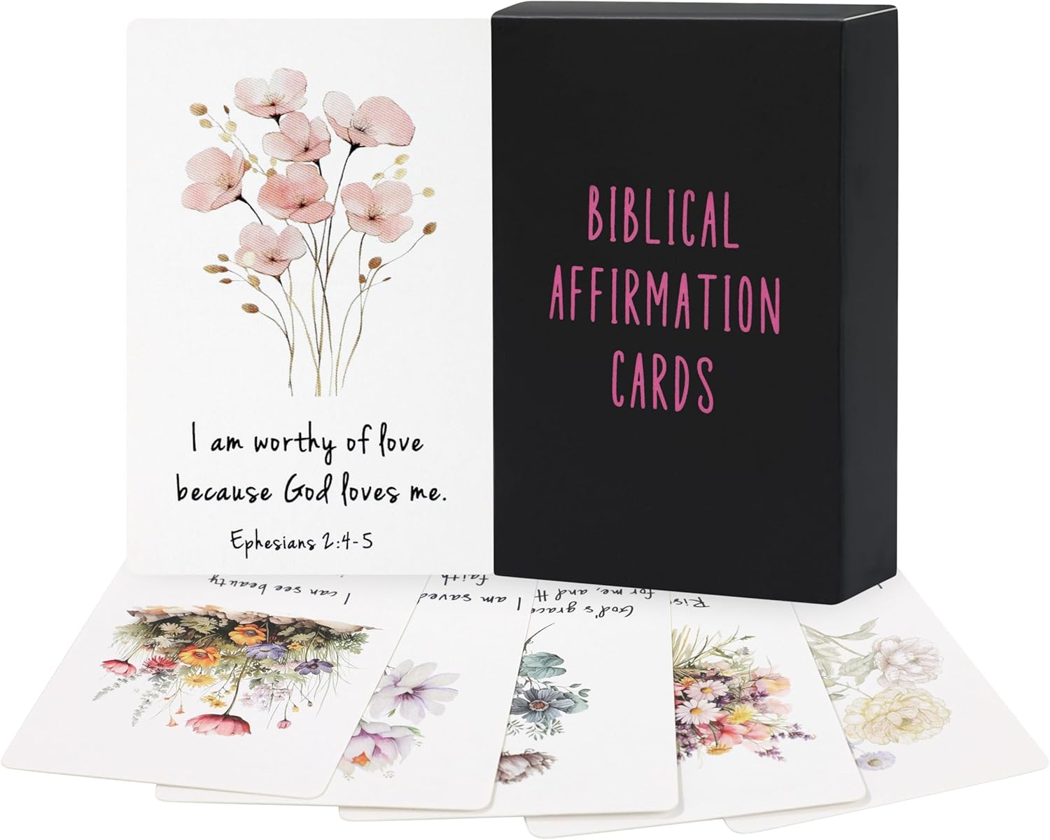 JoycuFF Affirmation Cards for Women, Prayer Cards Bible Verse Scripture 50 Daily Positive Affirmations & Meditation Mindfulness Empowerment Gifts