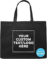 Vista 1 de DISCOUNT PROMOS Juego de 10/50/100 bolsas personalizadas de tamaño gigante, paquete a granel personalizado, bolsas de comestibles reutilizables