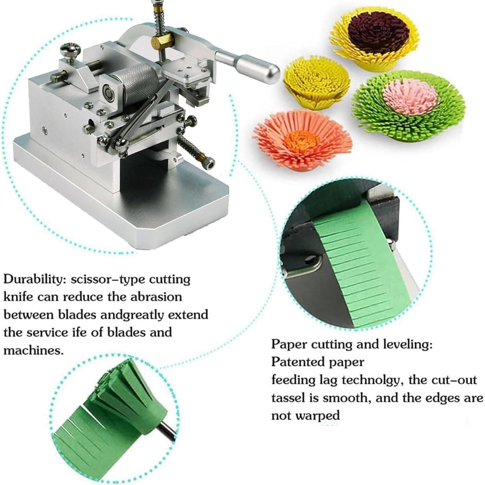 Quilling Fringer, ręczne narzędzie do wycinania papieru z regulowaną szerokością frędzli do samodzielnego wykonania papieru i tworzenia kwiatów