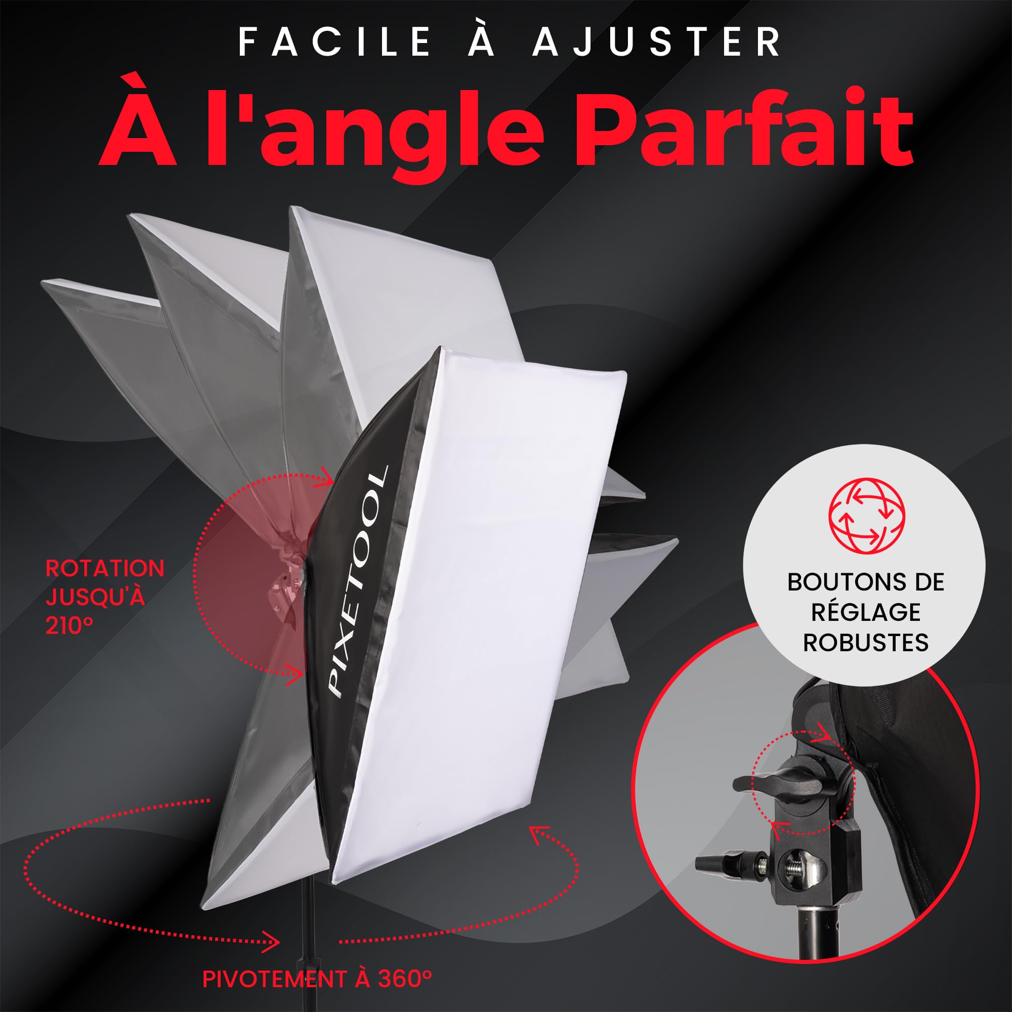 Softbox Kit Studio Photo et Éclairage - 2 Softbox 50x70 cm, 2 Parapluie Photographie, 2 LED Lampe Photo 4800 Lumens 3000-6000K - Eclaraige Light - Lumiere Video Streaming Gaming