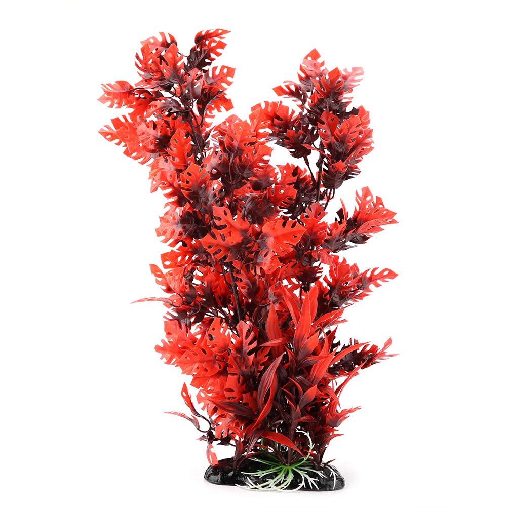 Plantas plásticas del tanque de peces, plantas de acuario de alta artificial para la decoración del tanque de peces, adorno artificial de la planta de agua de 23,62 pulgadas para el acuario(rojo)