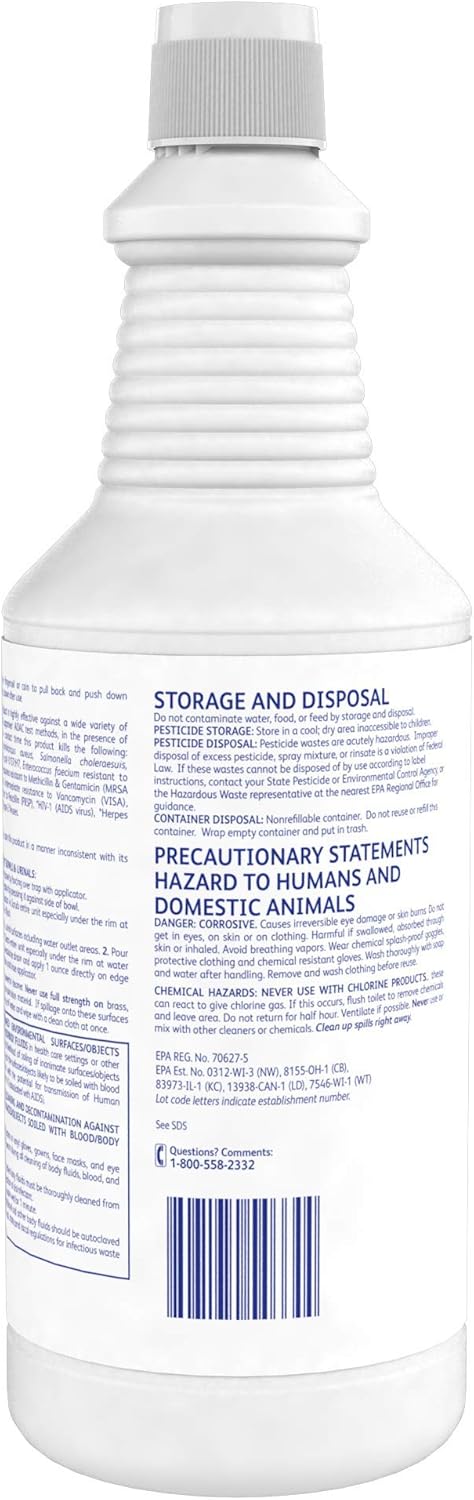 CREW Diversey Clinging Toilet Bowl Cleaner, Floral Scent, Liquid, 1 Qt. Bottle, 12/ct : Health & Household