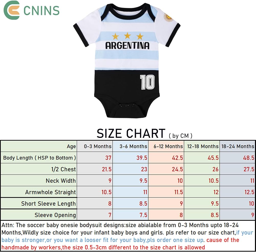 Cnins Baby Soccer Outfits - National Flag Infant Football Onesie for Newborn Boys & Girls - Toddler Soccer Clothes