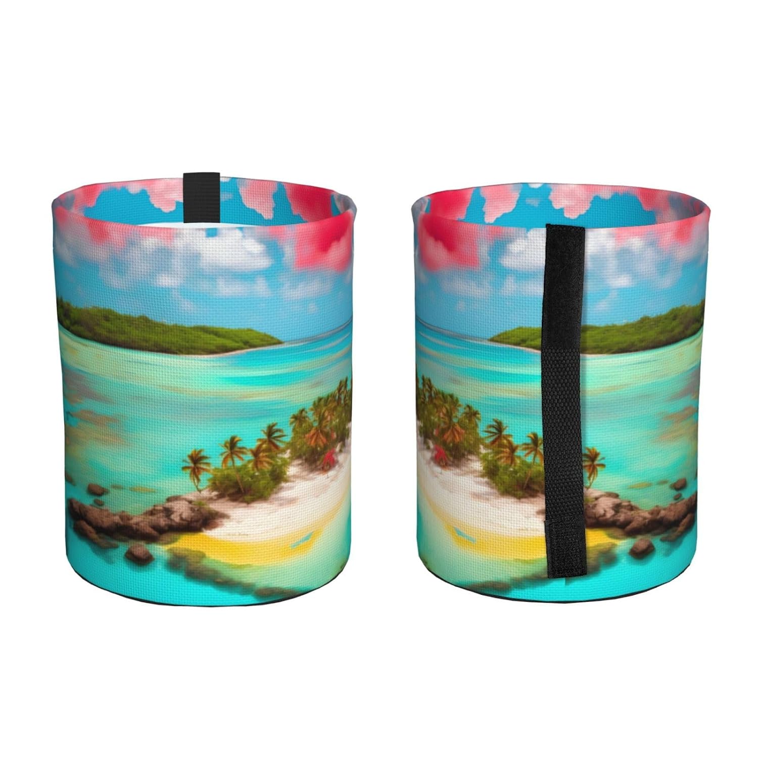 Caribbean Scenery Hanging car Trash can, Foldable car Trash can, car Storage Box Accessories, Suitable for Travel SUV Truck Sedan image 2