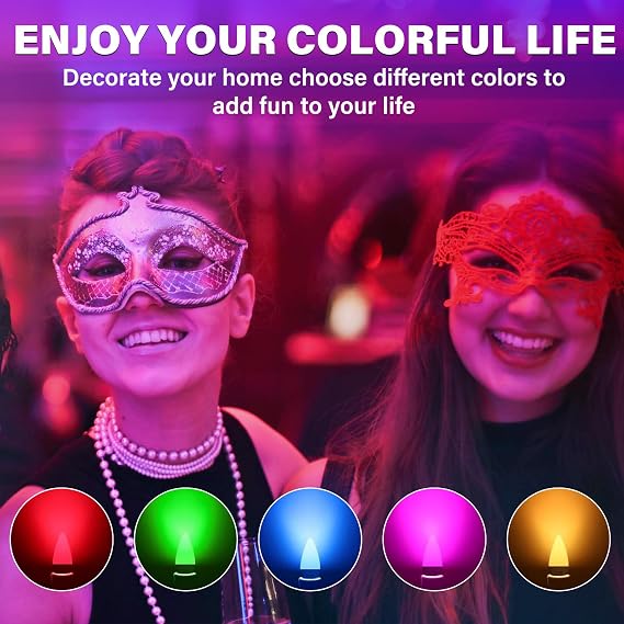 5W E27 LED Colour Changing Light Bulb, RGBW Remote Control Light Bulbs, Edison Screw E27 Coloured Light Bulb Dimmable 40W Equivalent, for Fairy Lights Party Christmas Holiday, 2 Pack [Energy Class F]